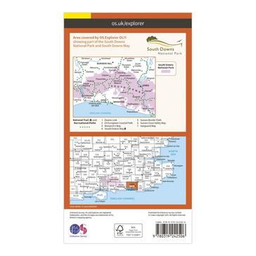 Orange Ordnance Survey Explorer OL11 Brighton & Hove Map With Digital Version
