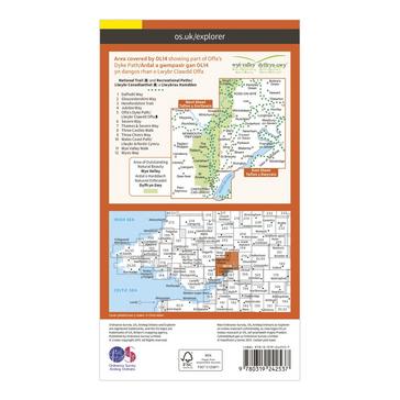 Orange Ordnance Survey Explorer OL14 Wye Valley & Forest of Dean Map With Digital Version