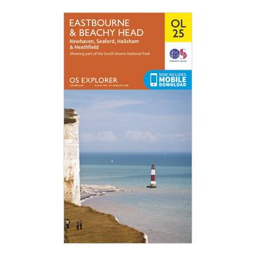 Orange Ordnance Survey Explorer OL25 Eastbourne & Beachy Head Map With Digital Version