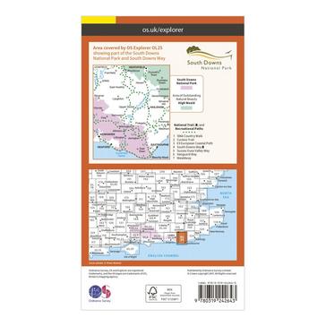 Orange Ordnance Survey Explorer OL25 Eastbourne & Beachy Head Map With Digital Version