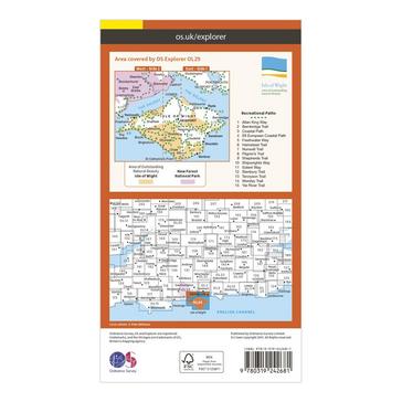 Orange Ordnance Survey Explorer OL29 Isle of Wight Map With Digital Version