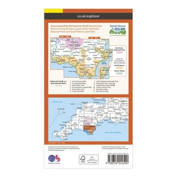 Orange Ordnance Survey Explorer OL20 South Devon Map With Digital Version