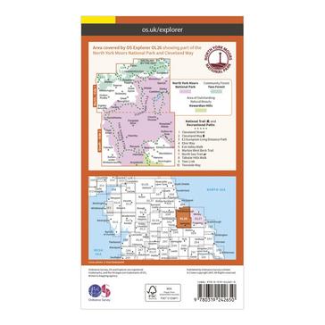 Orange Ordnance Survey Explorer OL26 North York Moors - Western Area Map With Digital Version