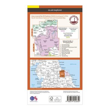 Orange Ordnance Survey Explorer OL 26 North York Moors Map (Western Area)