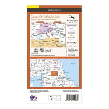 Orange Ordnance Survey Explorer OL43 Hadrian's Wall Map With Digital Version