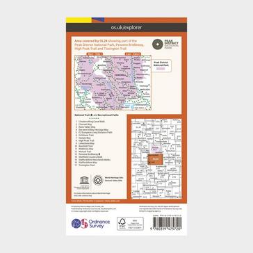 Orange Ordnance Survey Active Explorer OL 24 The Peak District (White Peak Area) Map
