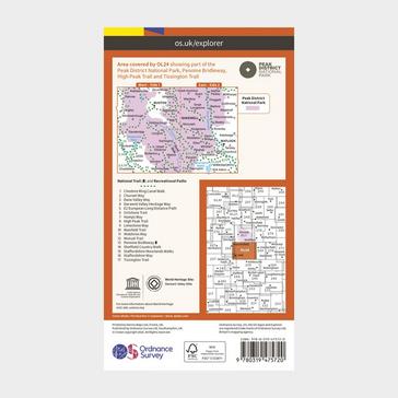 Orange Ordnance Survey Active Explorer OL 24 The Peak District (White Peak Area) Map