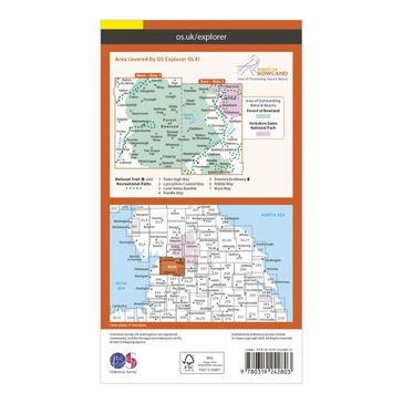 Orange Ordnance Survey Explorer OL41 Forest of Bowland & Ribblesdale Map With Digital Version