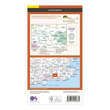 Orange Ordnance Survey Explorer OL34 Crawley & Horsham Map With Digital Version