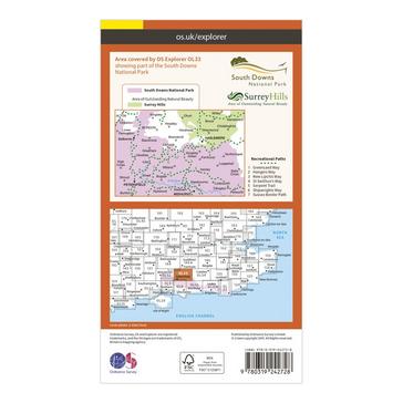 Orange Ordnance Survey Explorer OL33 Haslemere & Petersfield Map With Digital Version
