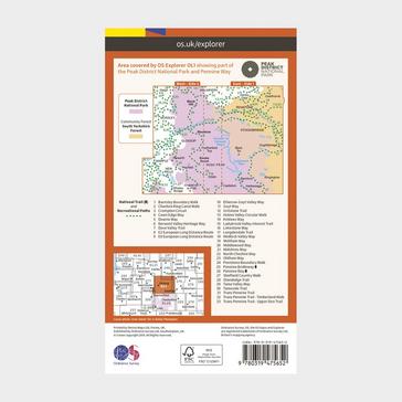 Orange Ordnance Survey Explorer Active OL1 The Peak District - Dark Peak Area Map With Digital Version