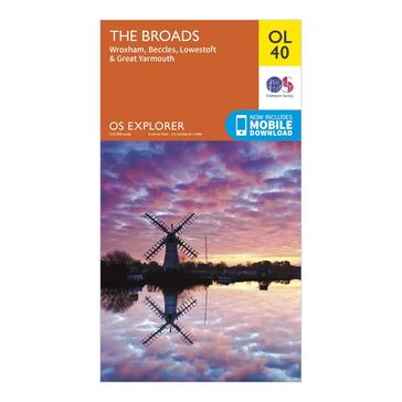 Orange Ordnance Survey Explorer OL40 The Broads Map With Digital Version