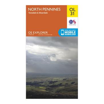 Orange Ordnance Survey Explorer OL31 North Pennines - Teesdale & Weardale Map With Digital Version