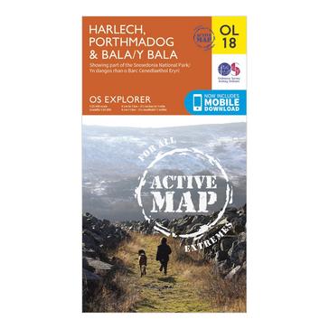 N/A Ordnance Survey Explorer Active OL18 Harlech, Porthmadog & Bala Map With Digital Version