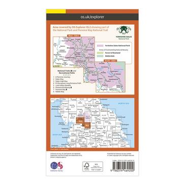 Orange Ordnance Survey Explorer Active OL2 Yorkshire Dales - Southern & Western Areas Map With Digital Version