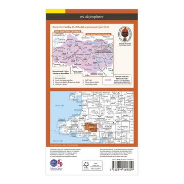 Orange Ordnance Survey Explorer Active OL12 Brecon Beacons National Park - Western & Central Areas Map With Digital Version