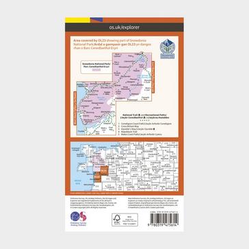 Orange Ordnance Survey Explorer Active OL 23 Cadair Idris & Llyn Tegid Map