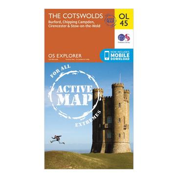 Orange Ordnance Survey Explorer Active OL45 The Cotswolds Map With Digital Version