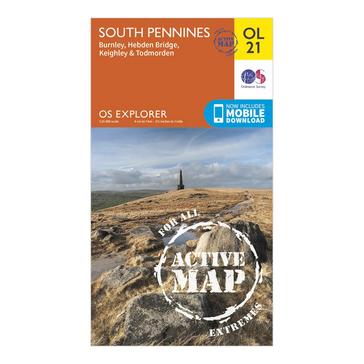 Orange Ordnance Survey Explorer Active OL21 South Pennines Map With Digital Version