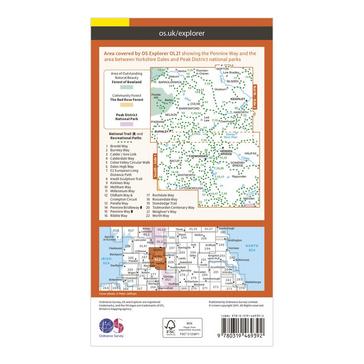 Orange Ordnance Survey Explorer Active OL21 South Pennines Map With Digital Version