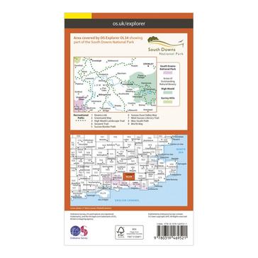 Orange Ordnance Survey Explorer OL 34 Active D Crawley & Horsham Map