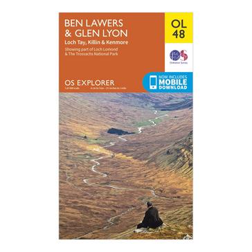 Orange Ordnance Survey Explorer OL48 Ben Lawers & Glen Lyon Map With Digital Version