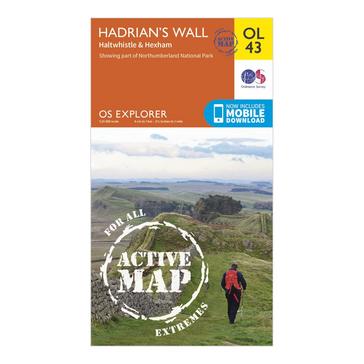 Orange Ordnance Survey Explorer Active OL43 Hadrian's Wall Map With Digital Version