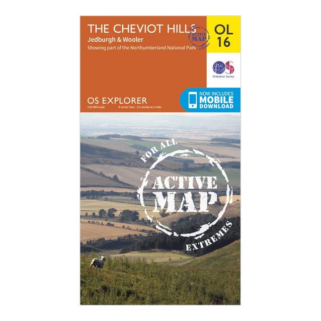N/A Ordnance Survey Explorer Active OL16 The Cheviot Hills Map With Digital Version image 1