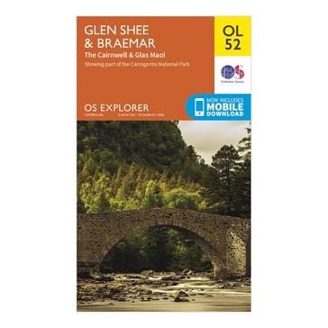Orange Ordnance Survey Explorer OL52 Glen Shee & Braemar Map With Digital Version