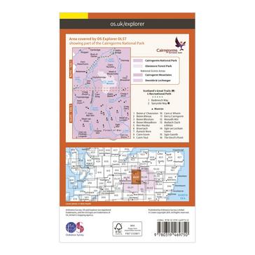 Orange Ordnance Survey Explorer Active OL 57 Cairn Gorm & Aviemore Map