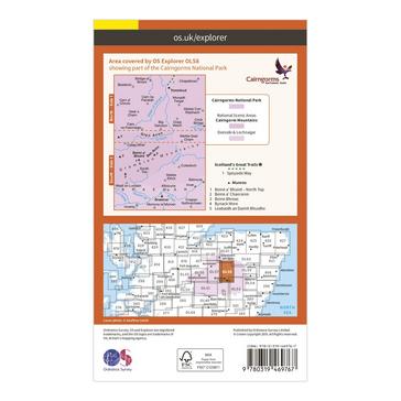 Orange Ordnance Survey Explorer Active OL58 Braemar, Tomintoul & Glen Avon Map With Digital Version
