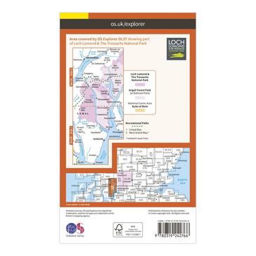 Orange Ordnance Survey Explorer OL 37 Cowal East Dunoon & Inveraray Map