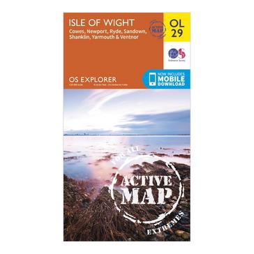 Orange Ordnance Survey Explorer Active OL 29 Isle of Wight Map