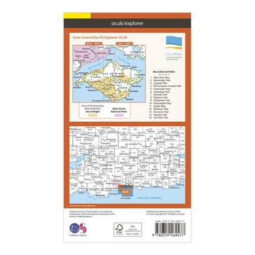 Orange Ordnance Survey Explorer Active OL29 Isle of Wight Map With Digital Version