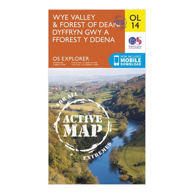 Orange Ordnance Survey Explorer Active OL 14 Wye Valley & Forest of Dean Map image 1