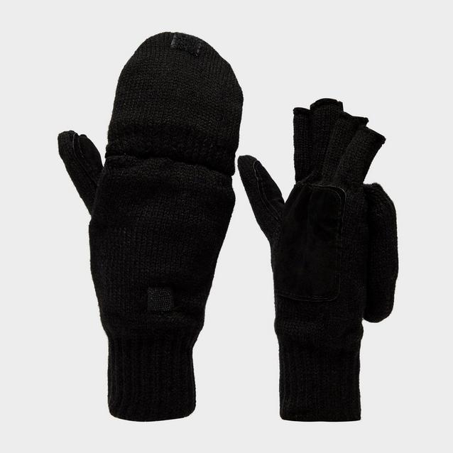 Hot Paws Men's Convertible Thermal Fleece Knit Flip Top Winter Mittens  Fingerless Gloves