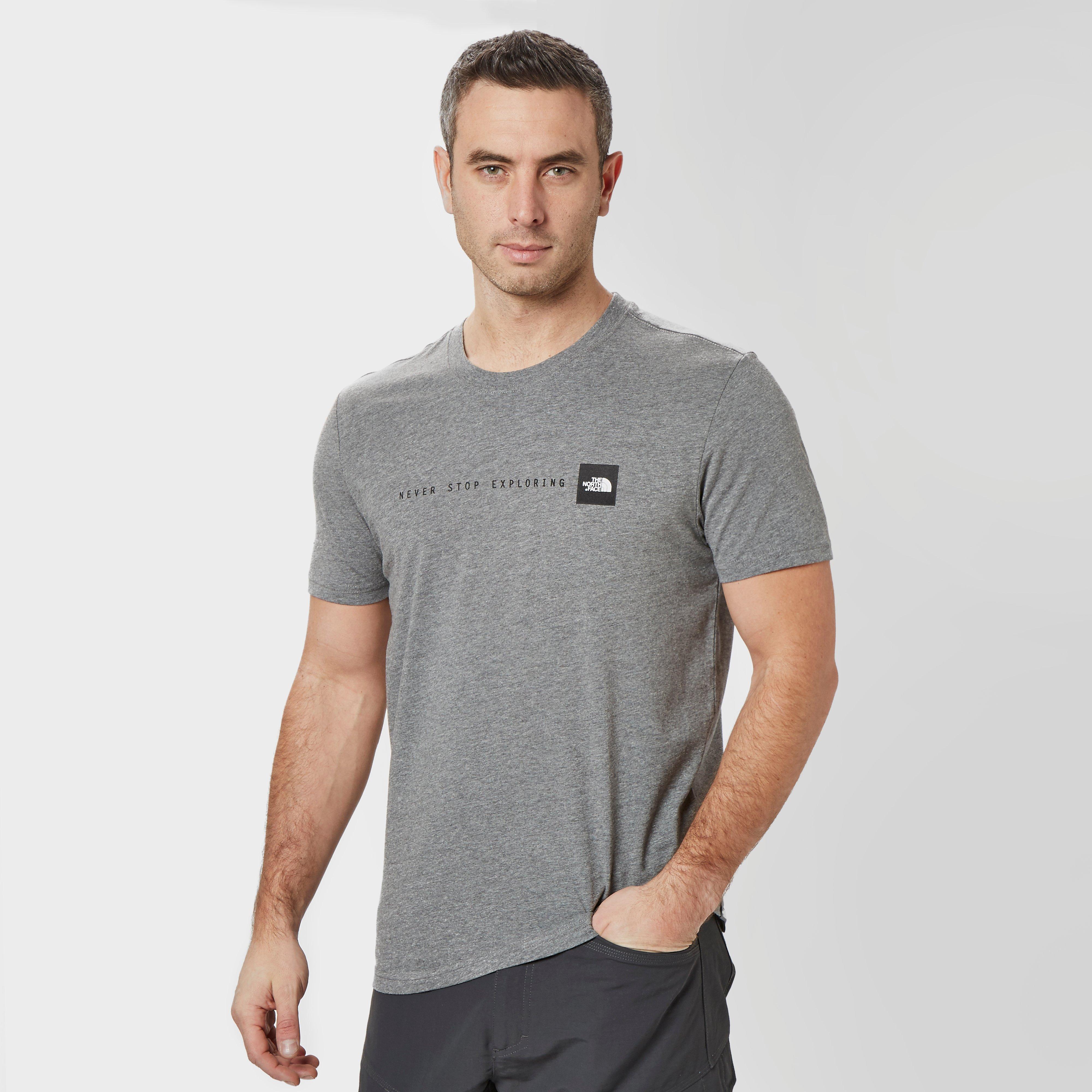 north face never stop exploring t shirt grey