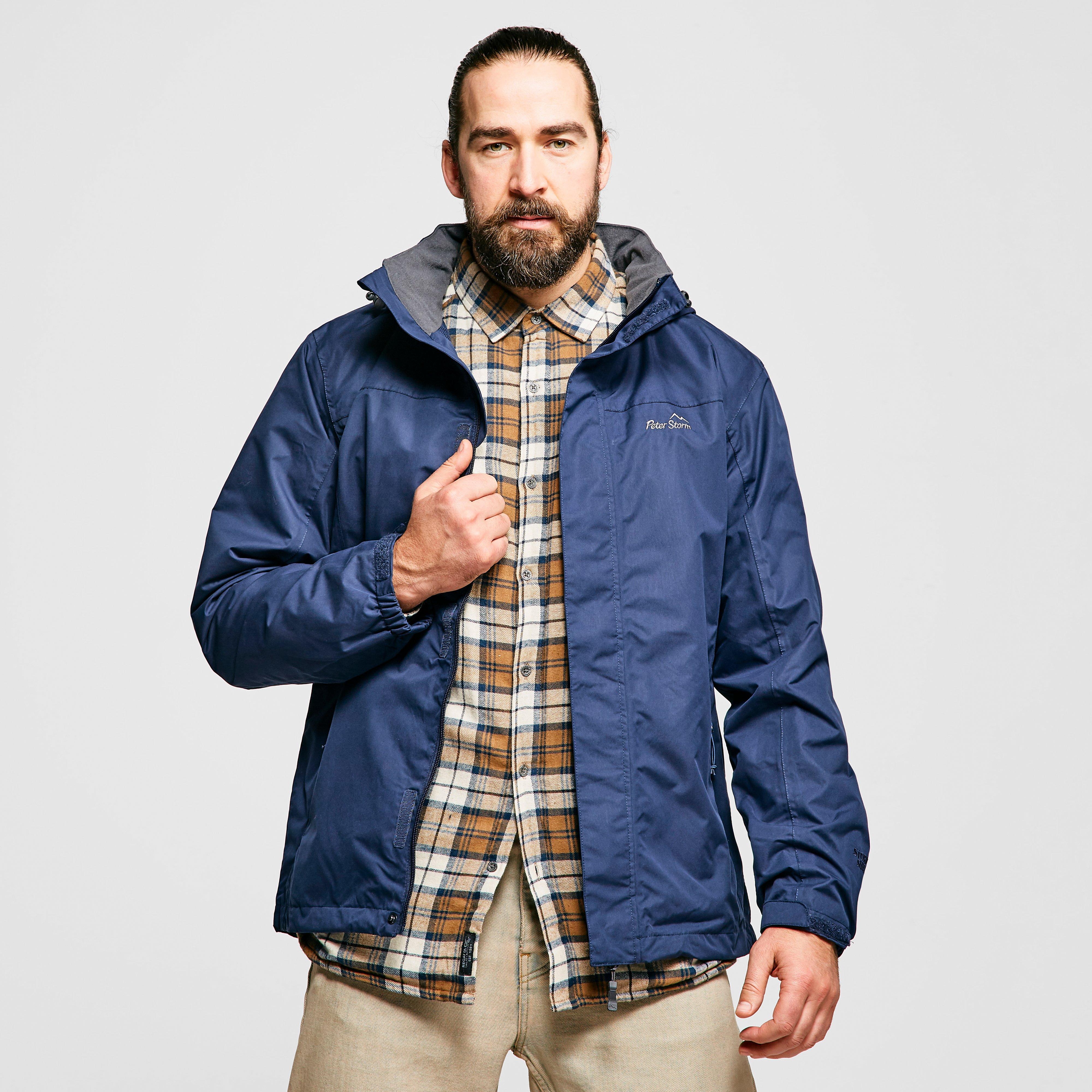 Peter Storm Men's Textured Insulated Waterproof Jacket with Adjustable Hood