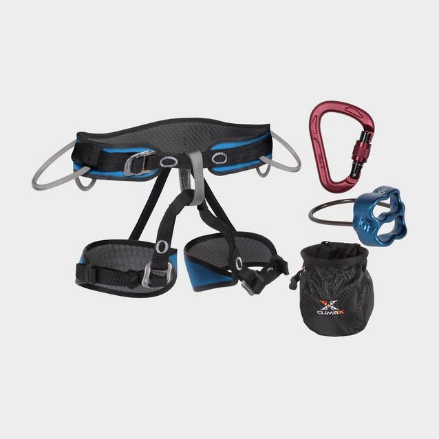 Climb X Pilot Harness and Belay Set Blacks