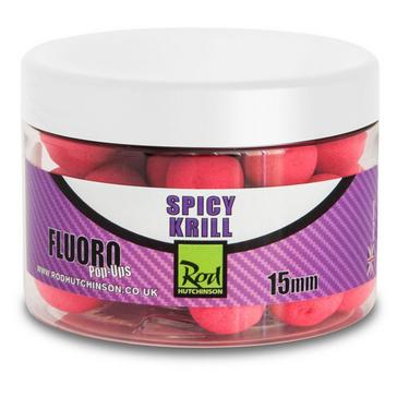 Red R Hutchinson Fluoro Pop Ups 15mm, Spicy Krill