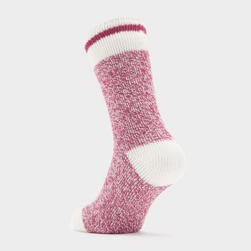 Pink Heat Holders Ladies Cream Block Twist Socks