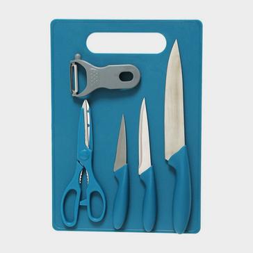 Blue HI-GEAR 6-Piece Chopping Board / Knife Set