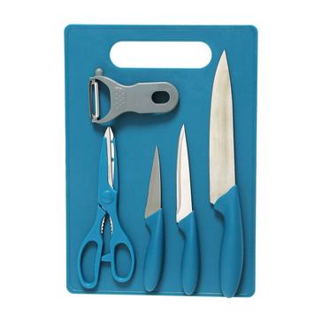 BLUE HI-GEAR 6-Piece Chopping Board / Knife Set