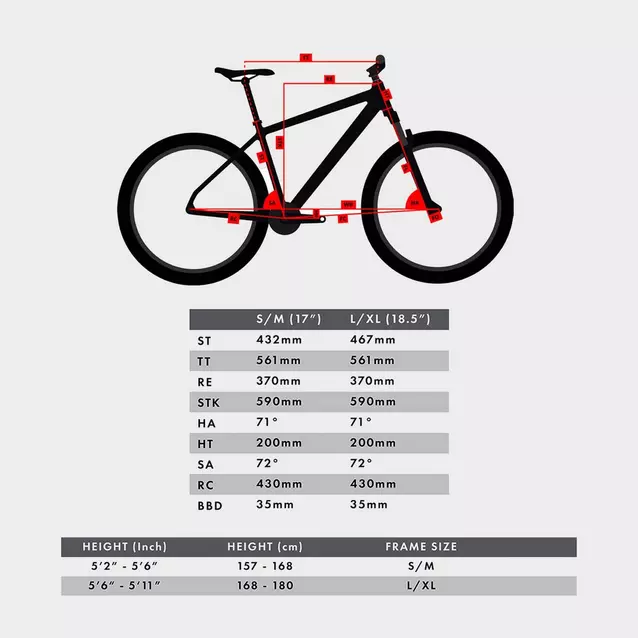 Women's hybrid shop bike size chart