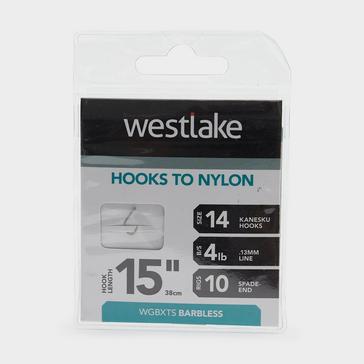 Silver Westlake Barbless Hooks to Nylon (Size 14)