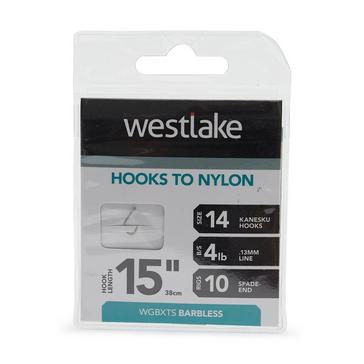 Silver Westlake Barbless Hooks to Nylon (Size 14)