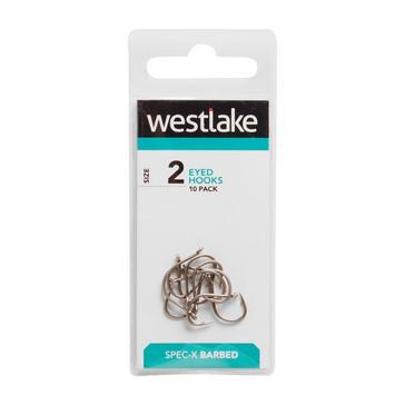 SILVER Westlake Barbed Eyed Hooks (Size 2)