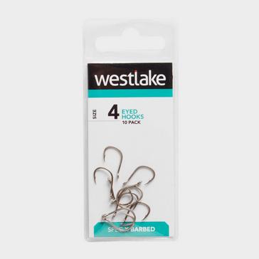 SILVER Westlake Barbed Eyed Hooks (Size 4)