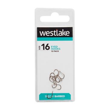 Silver Westlake Eyed Barbed Hooks (Size 16)