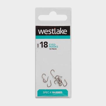 SILVER Westlake Eyed Barbed Hooks (Size 18)